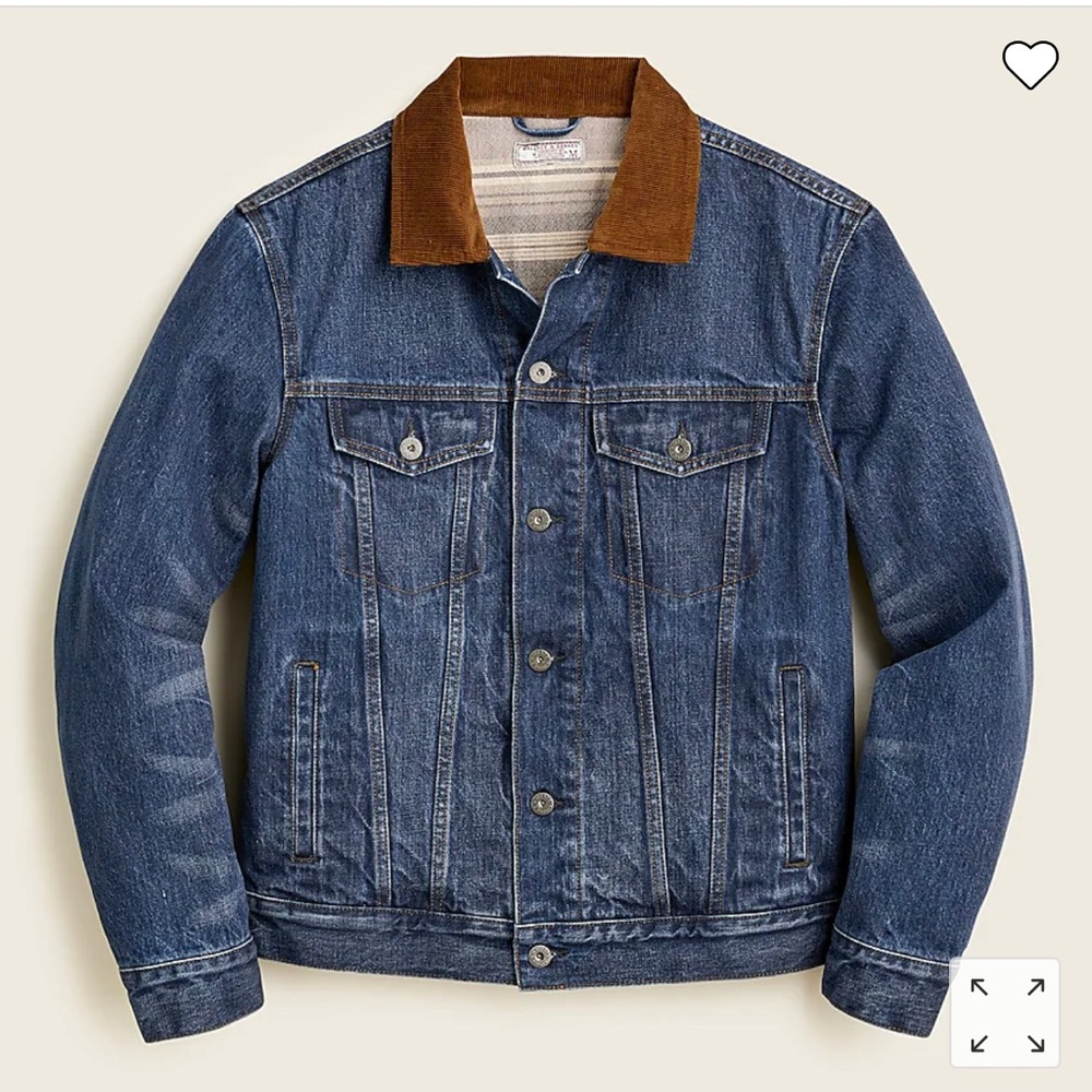 J.Crew / Wallace and Barnes Mens Blanket-Lined Denim Jacket, Size L NWT